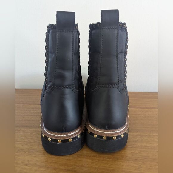 Free People Leather Studded Bootie 39/9 Whimsigoth Boho Dark Academia Maximalist - Picture 7 of 13